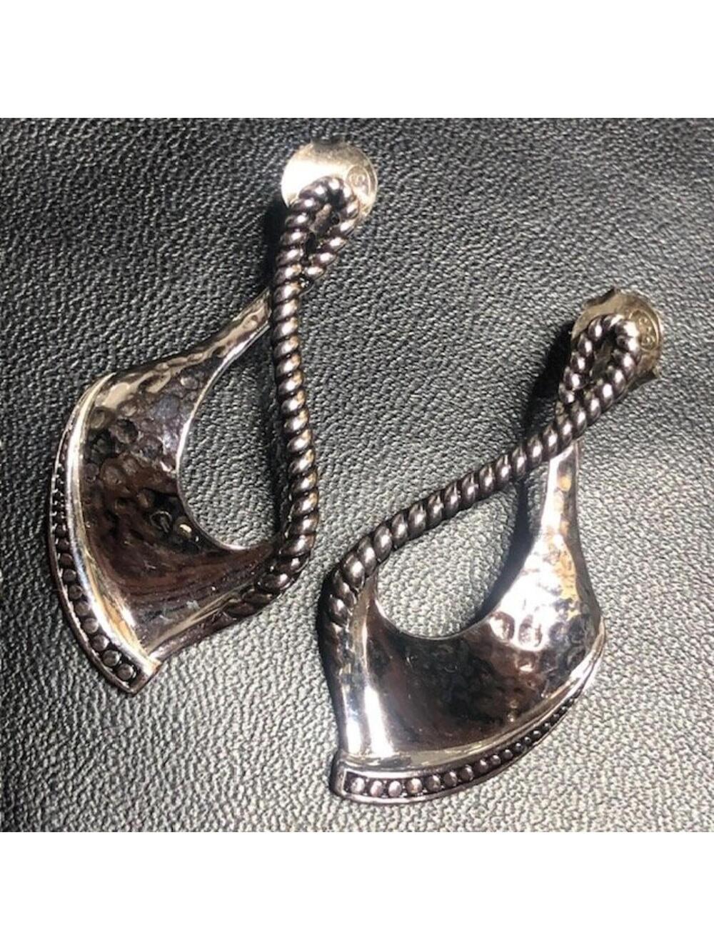 9154 OR PAZ Sterling Silver Hammered Drop Dangle Earrings 925 Twist Rope 6.6gr